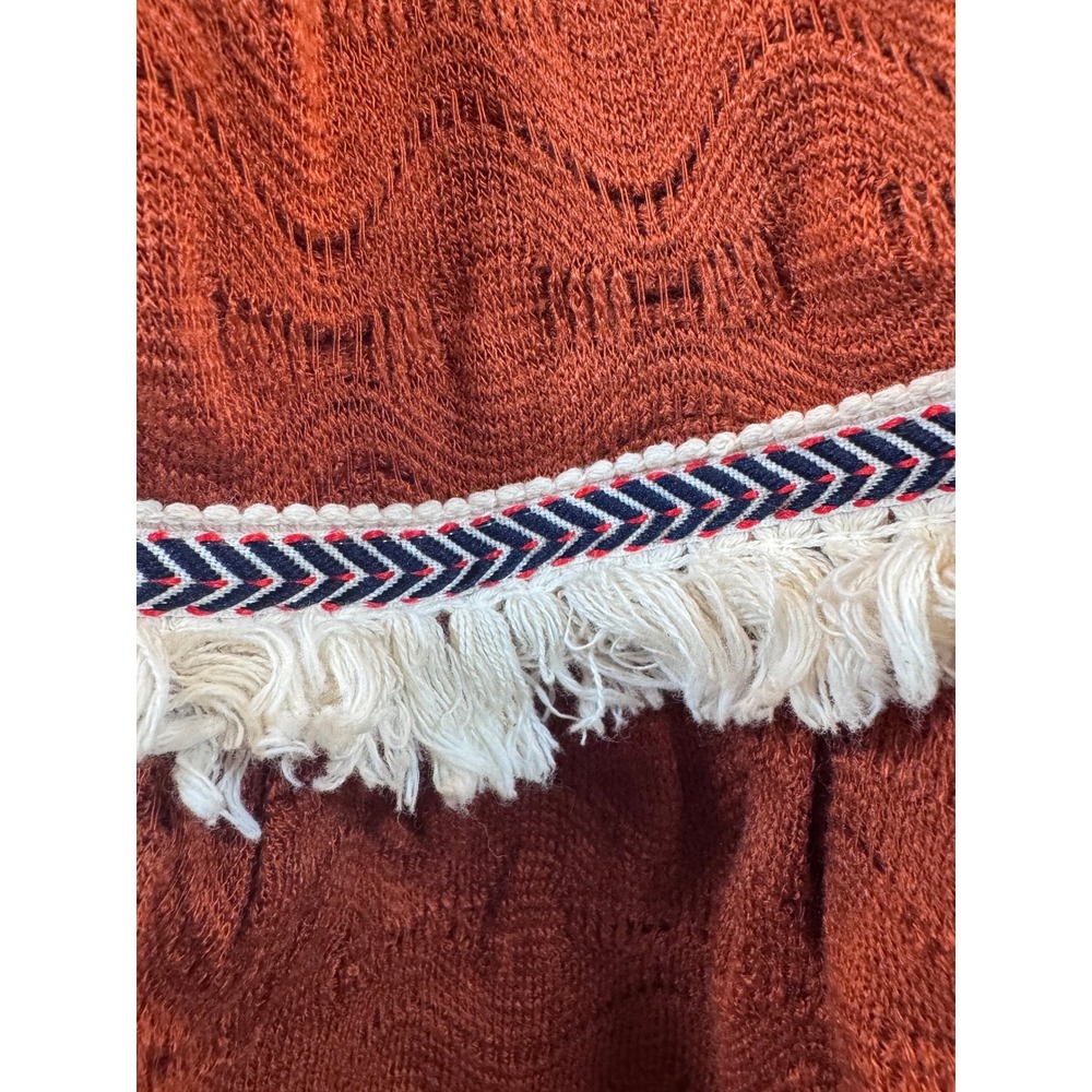 Hayden Los Angeles Shift Dress Rust Orange Boho Bell Sleeve Fringe Size Large - Picture 3 of 7